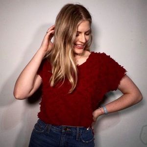 Deep Red Textured Shirt